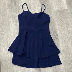 Trixxi Navy Blue Tiered Ruffle Mini Dress
